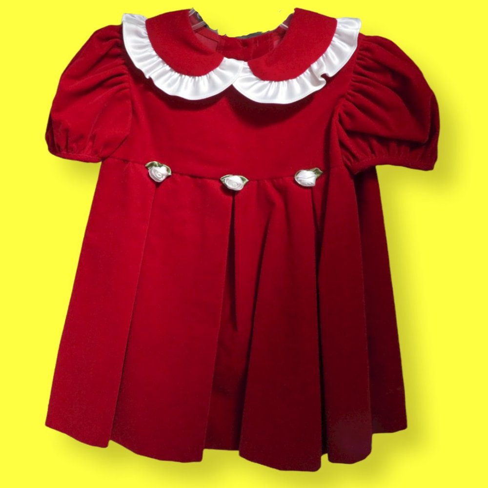 Vintage 90s Red Velvet Baby Dress